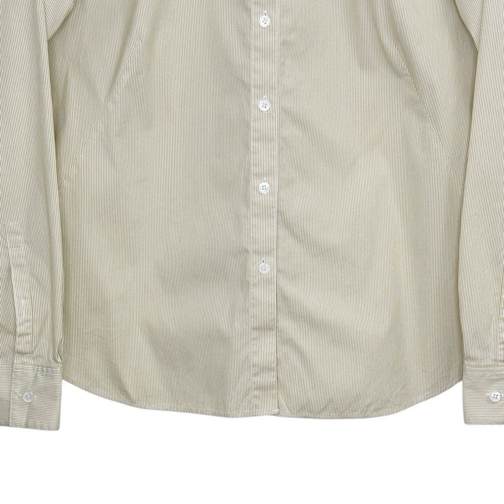 Lafayette 148 New York Button Down Top Striped Tan White Size 8 - Picture 4 of 9